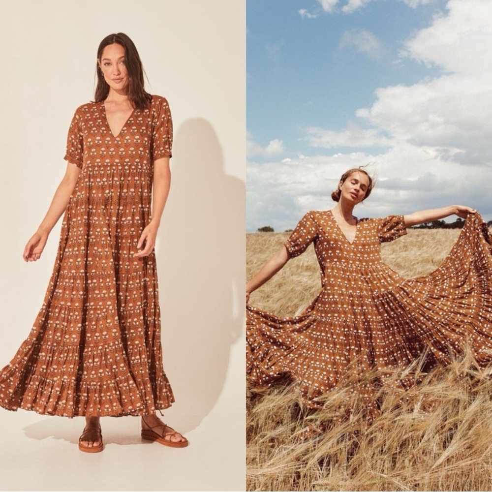 Daughters of India Chaaya Maxi Chai Brown Maxi Dress